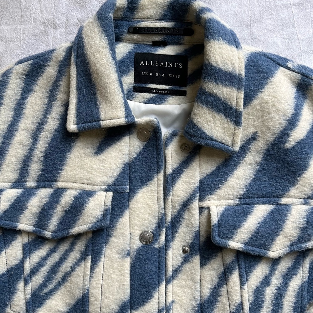 ALL SAINTS Blue and White Women's Jacket